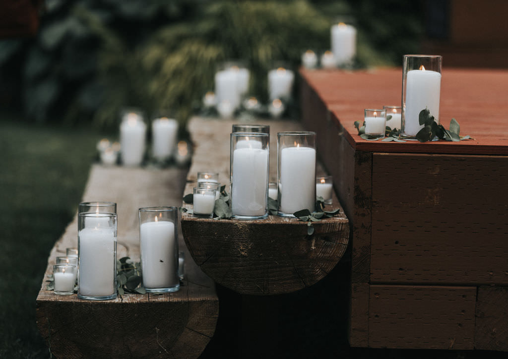 Aisle Ceremony Decor Candles Stage Greenhouse Garden Washington Wedding Beginning and End Photography