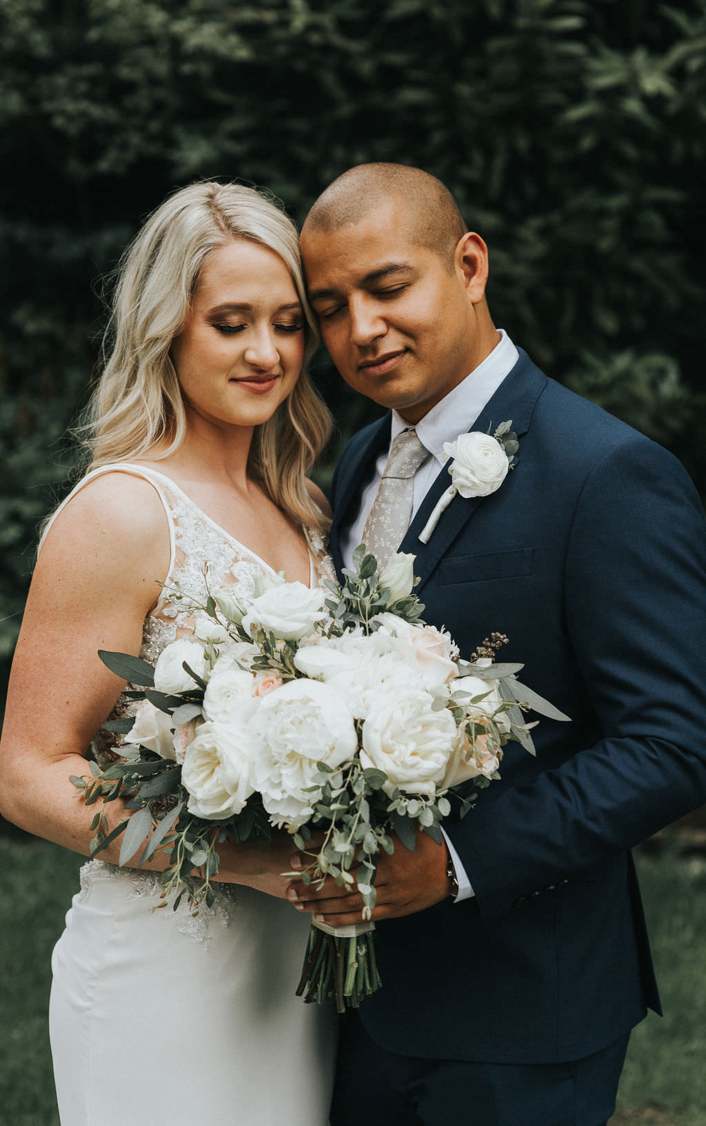 Bouquet Flowers Bride Bridal White Peony Peonies Rose Greenhouse Garden Washington Wedding Beginning and End Photography
