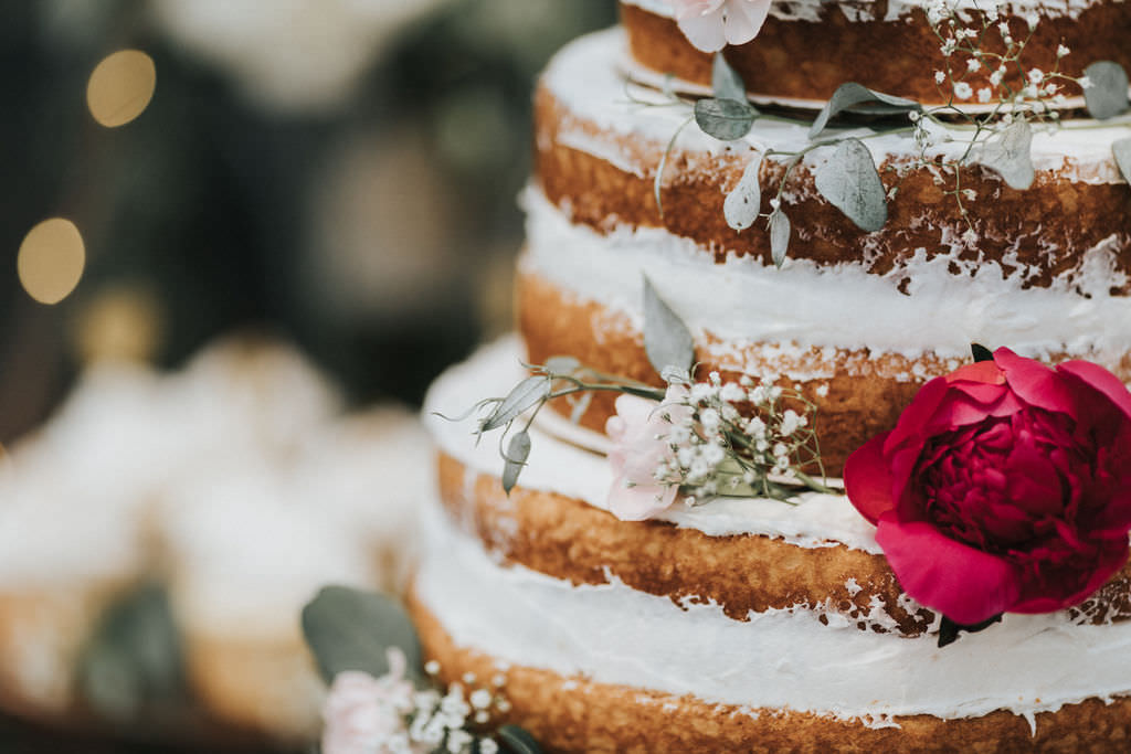 Naked Sponge Layer Cake Buttercream Greenhouse Garden Washington Wedding Beginning and End Photography