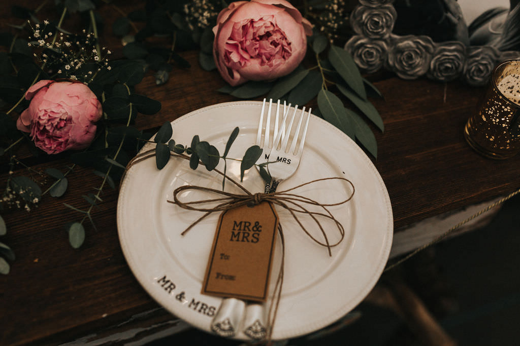 Place Setting Table Name Luggage Tag Greenhouse Garden Washington Wedding Beginning and End Photography