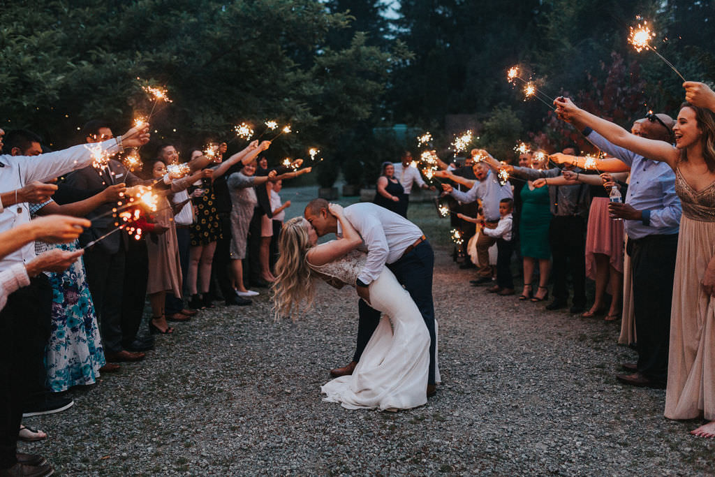 Sparklers Evening Send Off Exit Greenhouse Garden Washington Wedding Beginning and End Photography