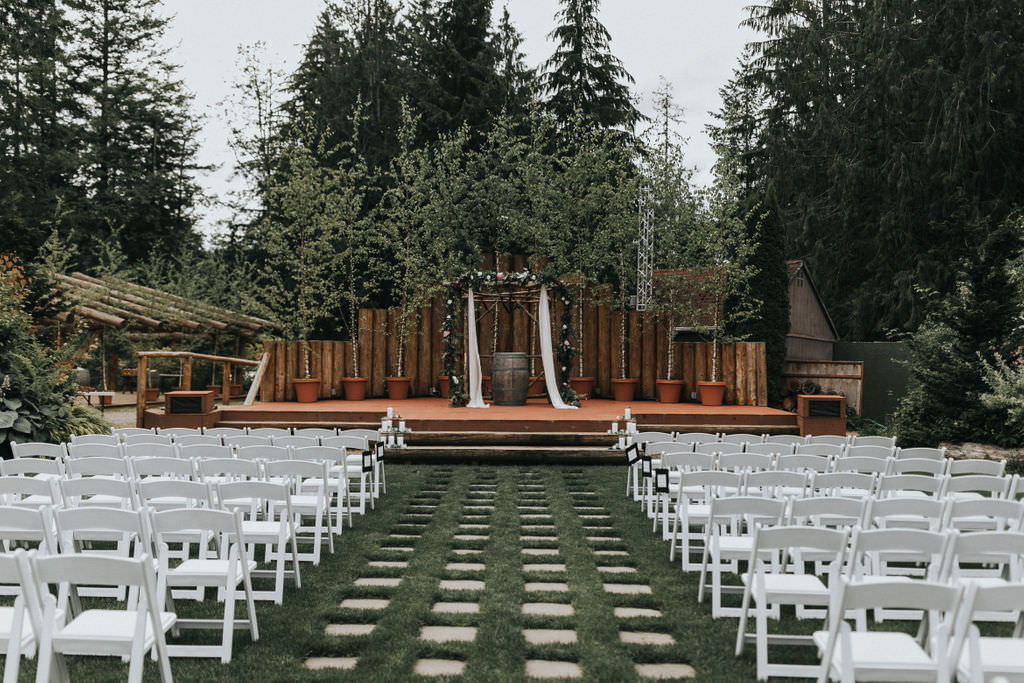 Ceremony Aisle Backdrop Arbour Arch Flowers Floral Greenery Greenhouse Garden Washington Wedding Beginning and End Photography