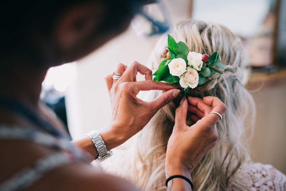 Bride Bridal Braid Plait Half Up Waves Floral Flowers Hair Jersey Beach Wedding Peakography