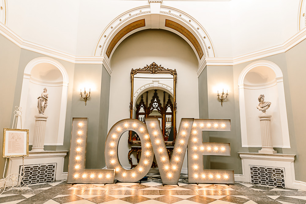 Love Light Up Letters Lartington Hall Wedding Hayley Baxter Photography