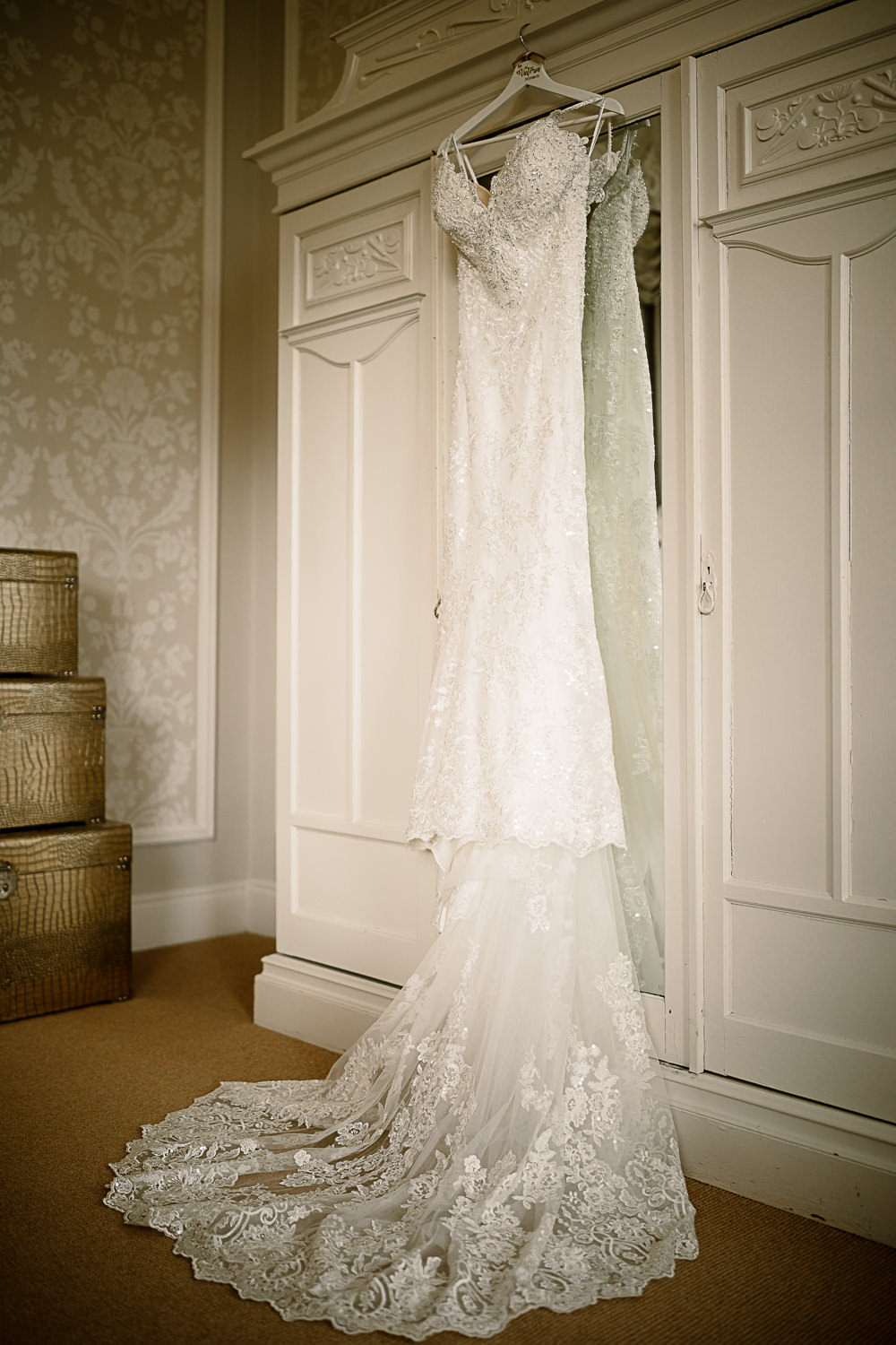 Mori Lee Lace Spaghetti Strap Dress Gown Lartington Hall Wedding Hayley Baxter Photography