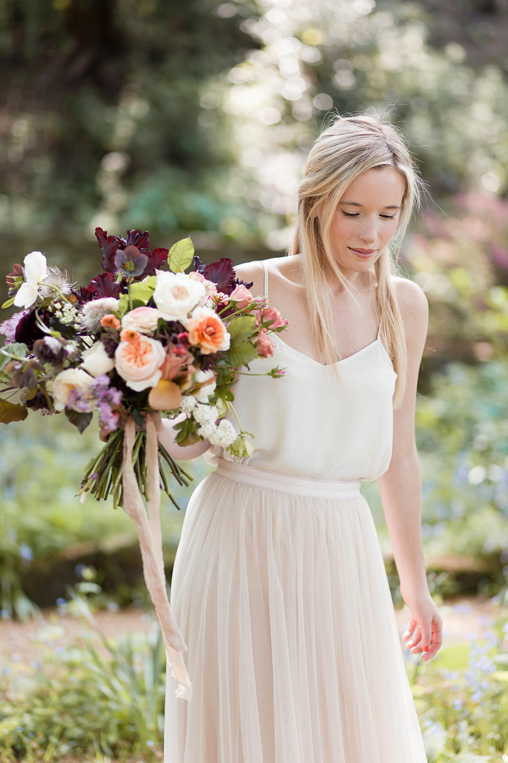 Bride Bridal Dress Gown Two Piece Skirt Top Tulle Blush Pink Light Airy Summer Wedding Ideas Charlotte Palazzo Photography