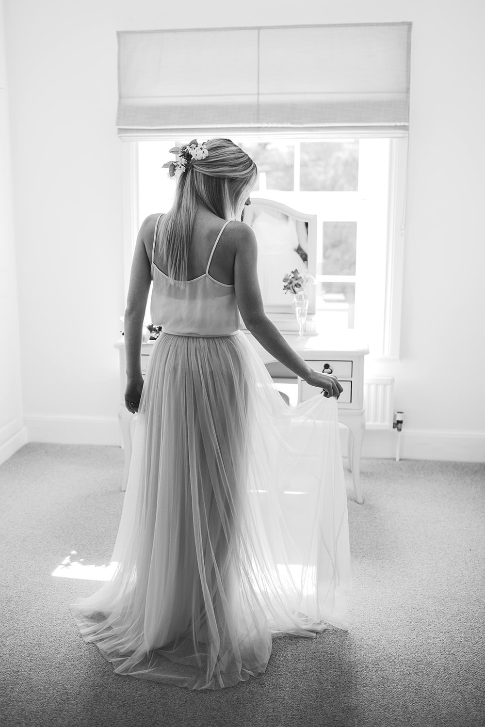 Bride Bridal Prep Morning Dressing Table Tulle Skirt Light Airy Summer Wedding Ideas Charlotte Palazzo Photography