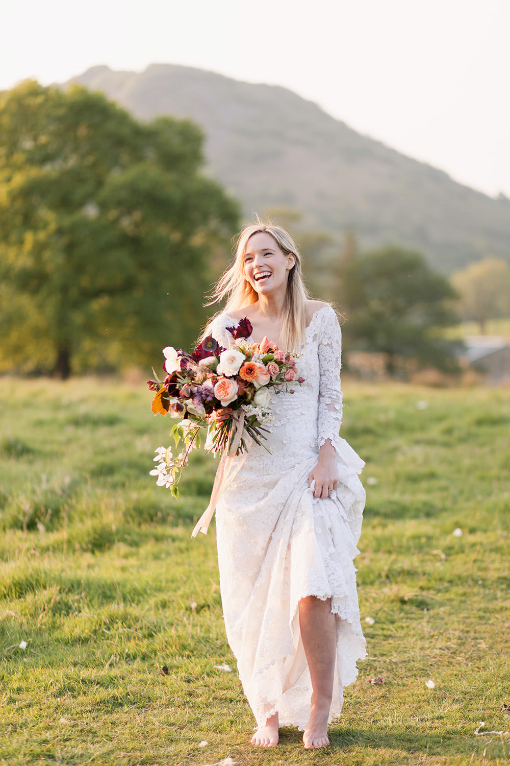 Bride Bridal Dress Gown Lace Sleeves Train Light Airy Summer Wedding Ideas Charlotte Palazzo Photography