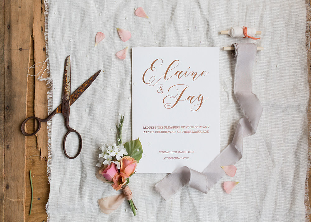 Stationery Suite Invite Invitations Flat Lay Calligraphy Letterpress Light Airy Summer Wedding Ideas Charlotte Palazzo Photography