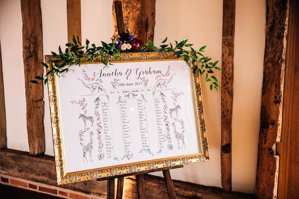 Gilt Gold Frame Greenery Floral Flowers Table Plan Seating Chart Micklefield Hall Wedding Red On Blonde Photography
