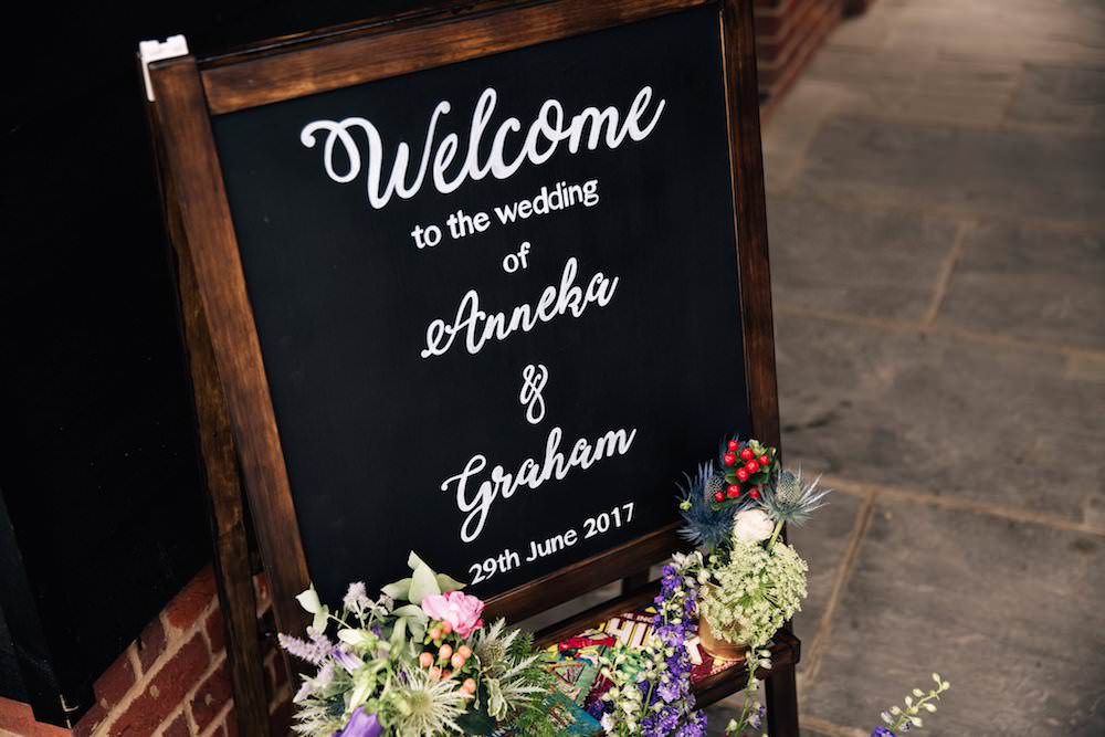 Welcome Chalk Sign A Board Flowers Floral Micklefield Hall Wedding Red On Blonde Photography