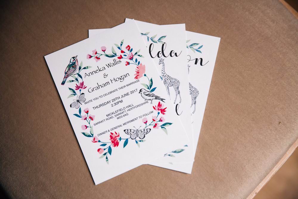 Stationery Invitation Illustrated Micklefield Hall Wedding Red On Blonde Photography