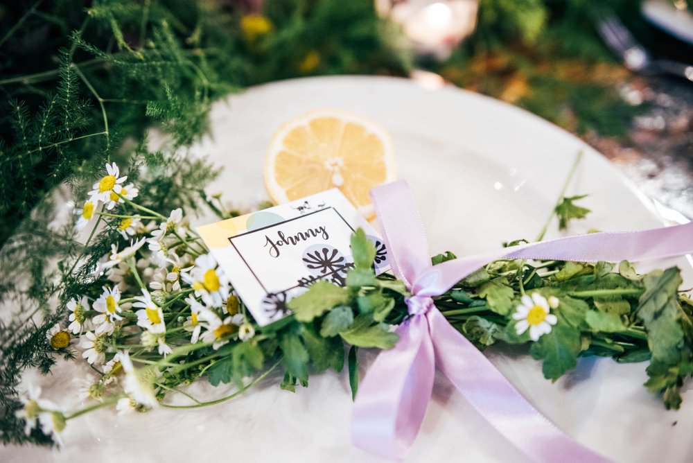 Place Setting Name Plate Ribon Greenery Foliage Rustic Table Modern Pub Wedding Ideas Three Flowers Photography