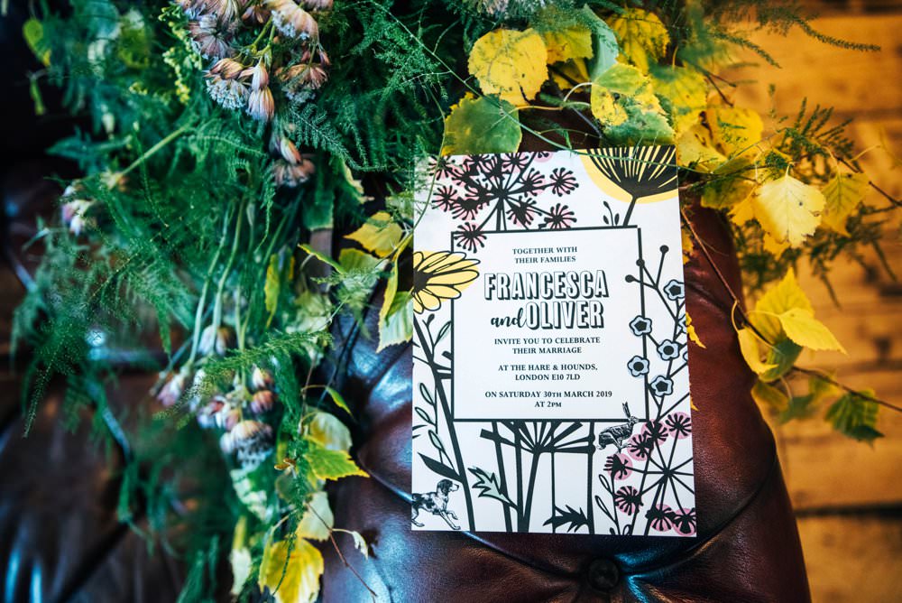 Floral Stationery Invite Invitations Modern Pub Wedding Ideas Three Flowers Photography