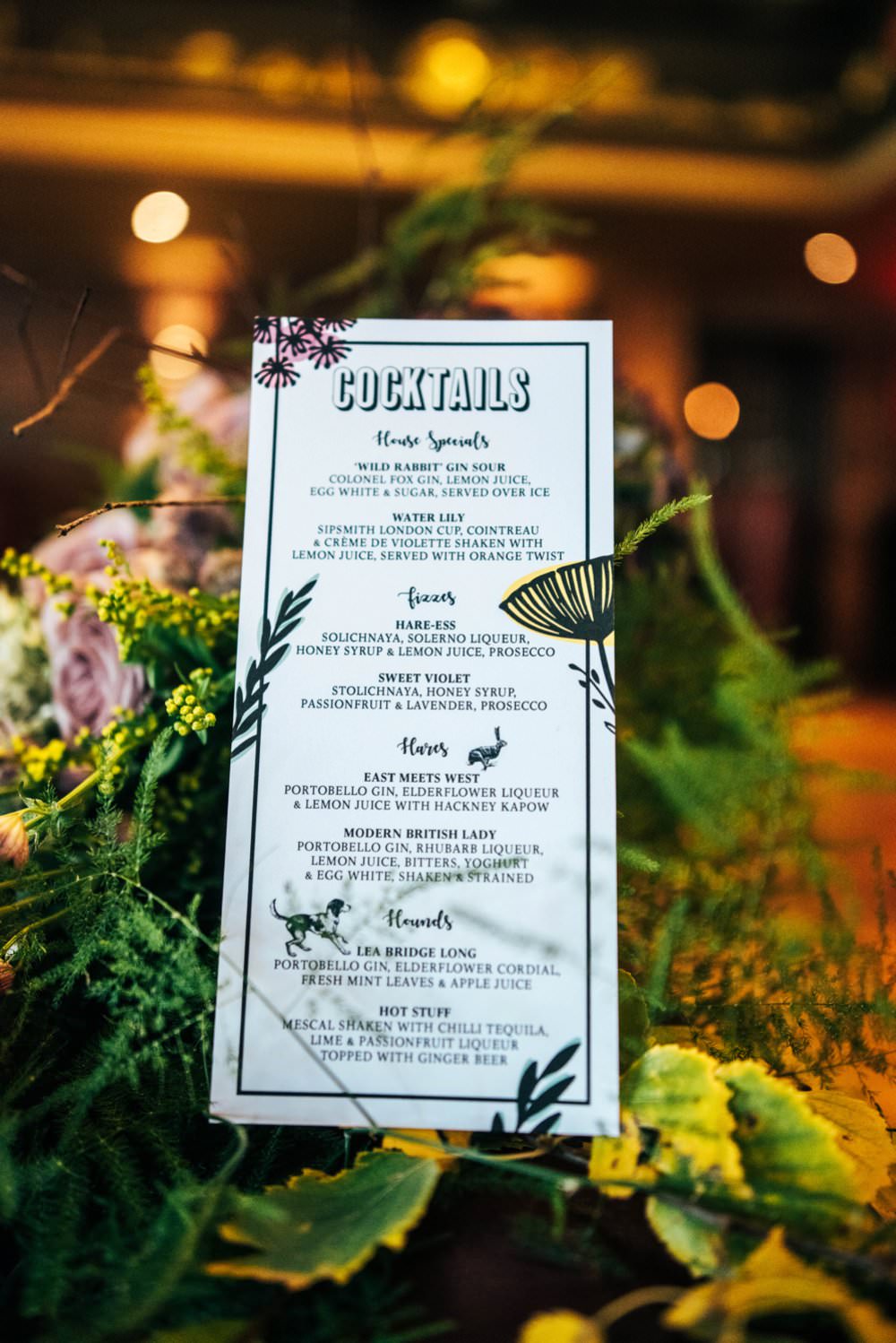 Floral Stationery Menu Modern Pub Wedding Ideas Three Flowers Photography