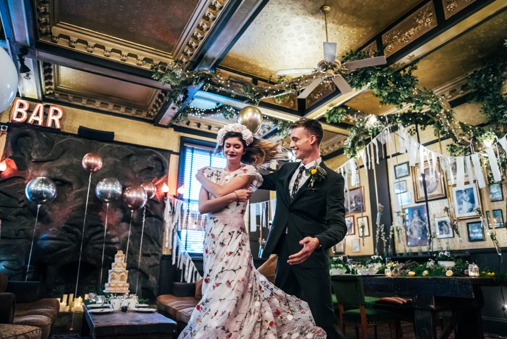 Modern Pub Wedding Ideas Three Flowers Photography