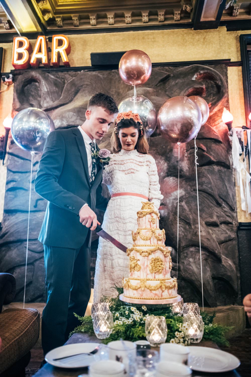 Modern Pub Wedding Ideas Three Flowers Photography