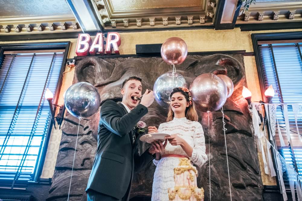 Grand Decadant Gold Pink Tier Cake Drip Watercolour Detailed Cutting Modern Pub Wedding Ideas Three Flowers Photography