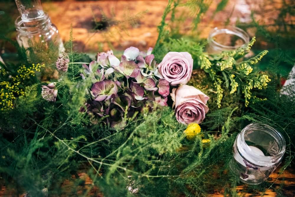 Table Runner Swag Garland Greenery Foliage Tablescape Decor Candles Pots Modern Pub Wedding Ideas Three Flowers Photography