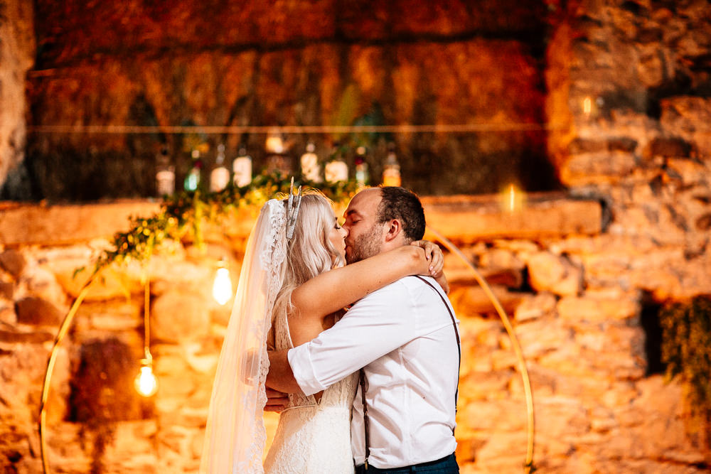 Ceremony Backdrop Moongate Hoop Flowers Festoon Lights Lighting Park House Barn Wedding Fairclough Studios