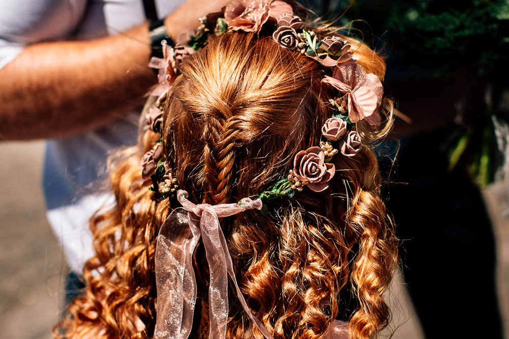 Flowergirl Flower Crown Halo Park House Barn Wedding Fairclough Studios
