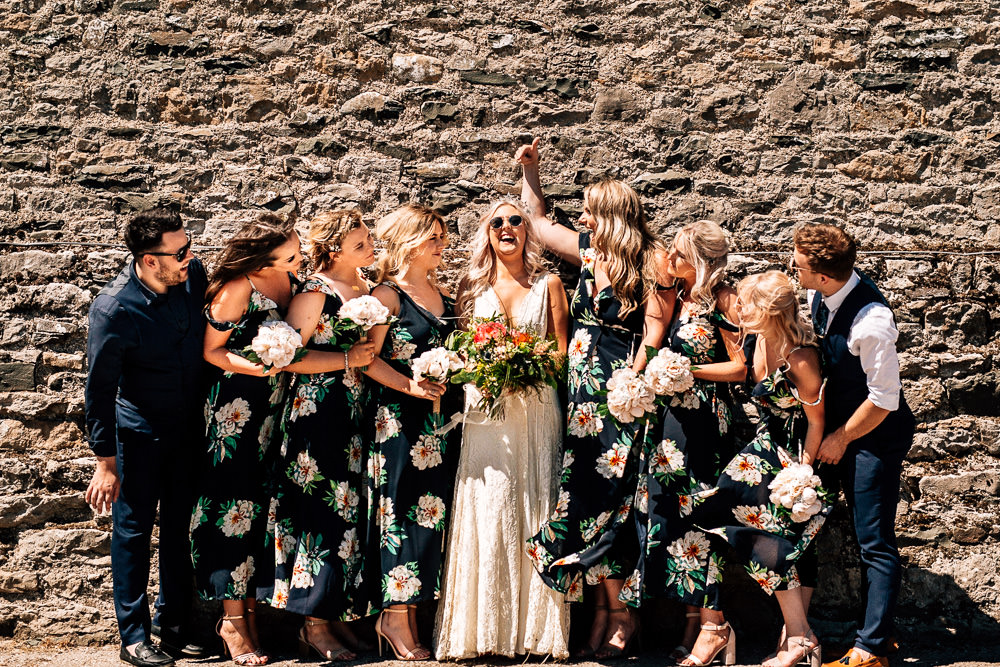 Black Floral Print Bridesmaid Dress Dresses Park House Barn Wedding Fairclough Studios