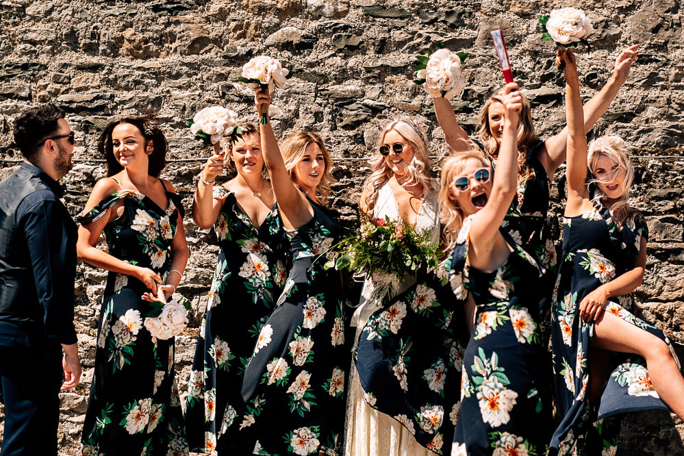 Black Floral Print Bridesmaid Dress Dresses Park House Barn Wedding Fairclough Studios