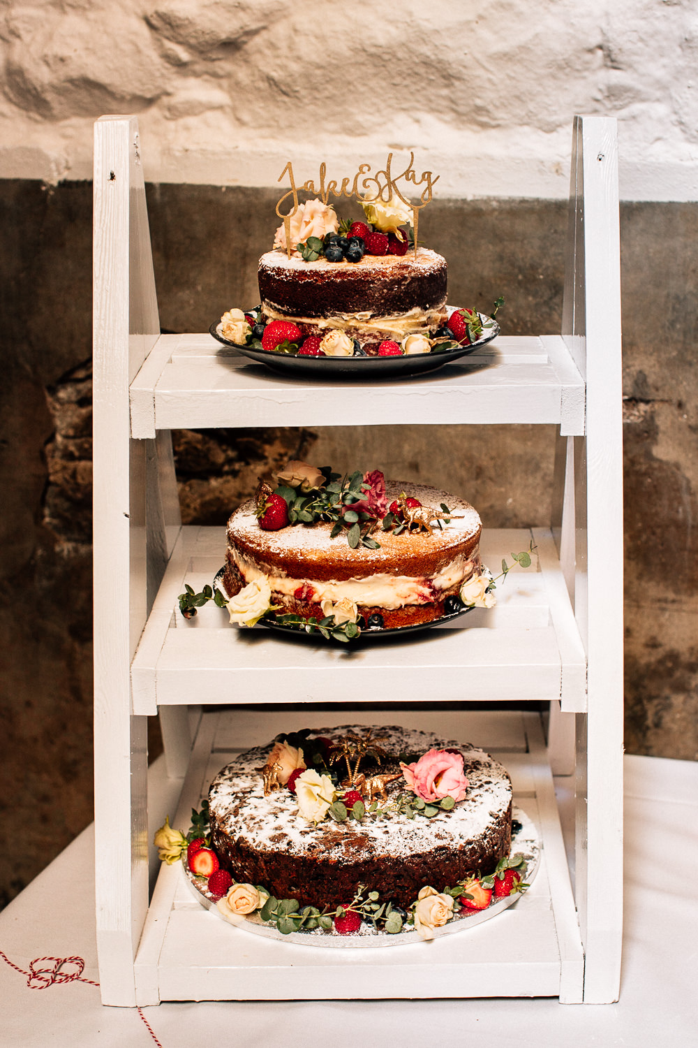 Cake Ladder Table Park House Barn Wedding Fairclough Studios