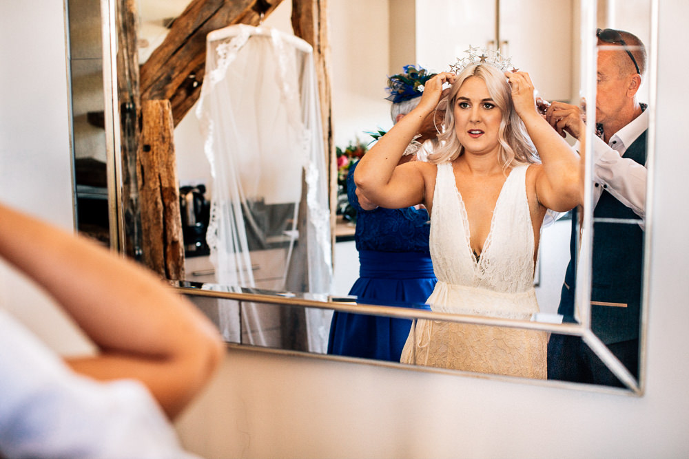 Lace Veil Crown Tiara Bride Bridal Park House Barn Wedding Fairclough Studios