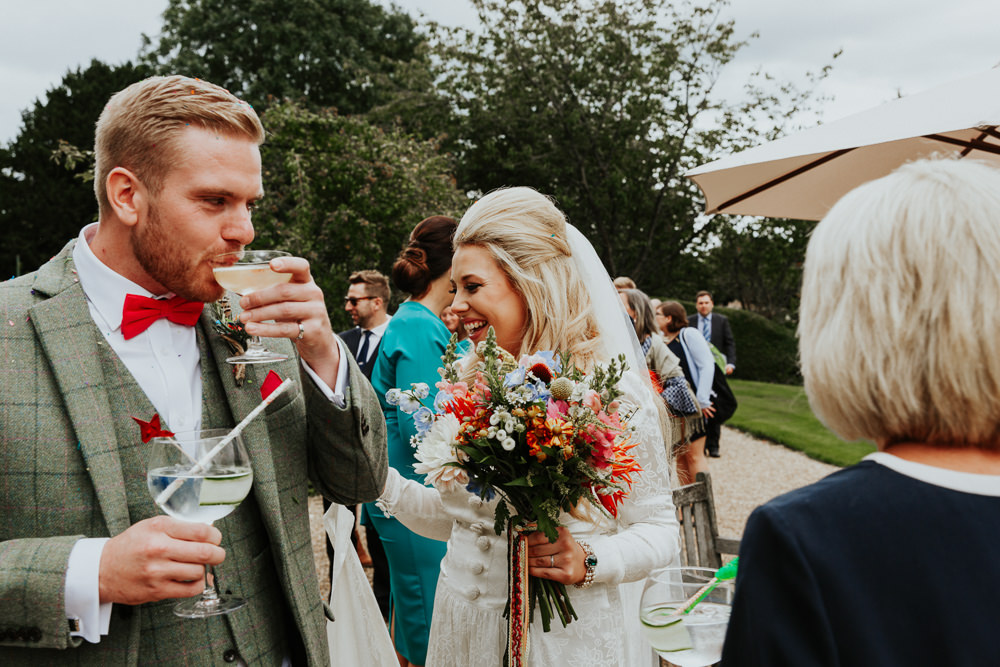 Bouquet Flowers Bride Bridal Colourful Ribbons Retro Vintage Dhalias Snap Dragons Crespedia Pennard House Wedding Oxi Photography