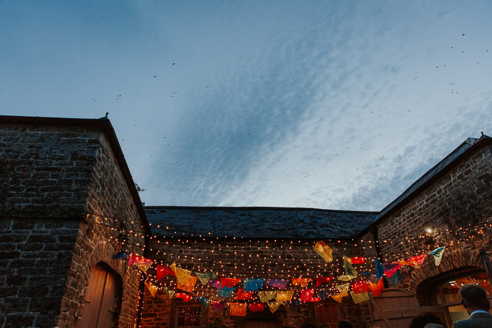 Dias De Los Muertos Bunting Fairy Lights Pennard House Wedding Oxi Photography