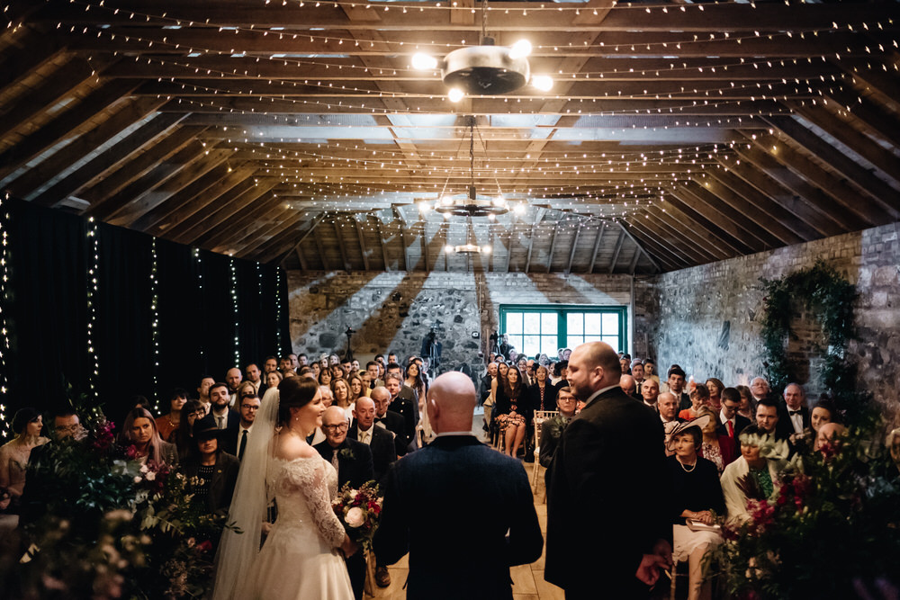 Rustic Barn Fairy Lights Rhynd Wedding Harper Scott Photo