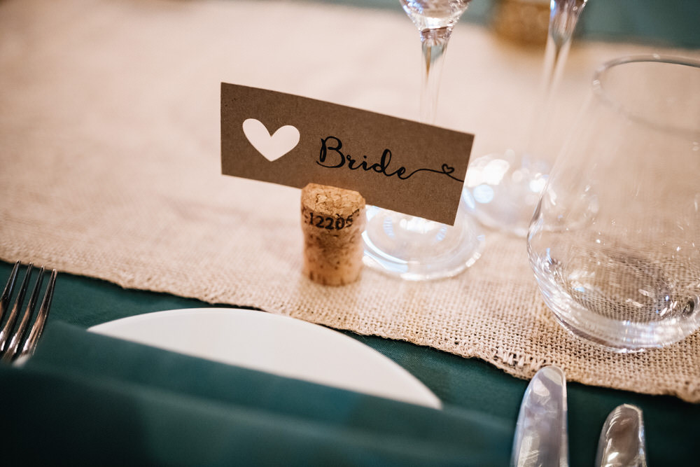 Heart Brown Kraft Name Tag Calligraphy Cork Rhynd Wedding Harper Scott Photo