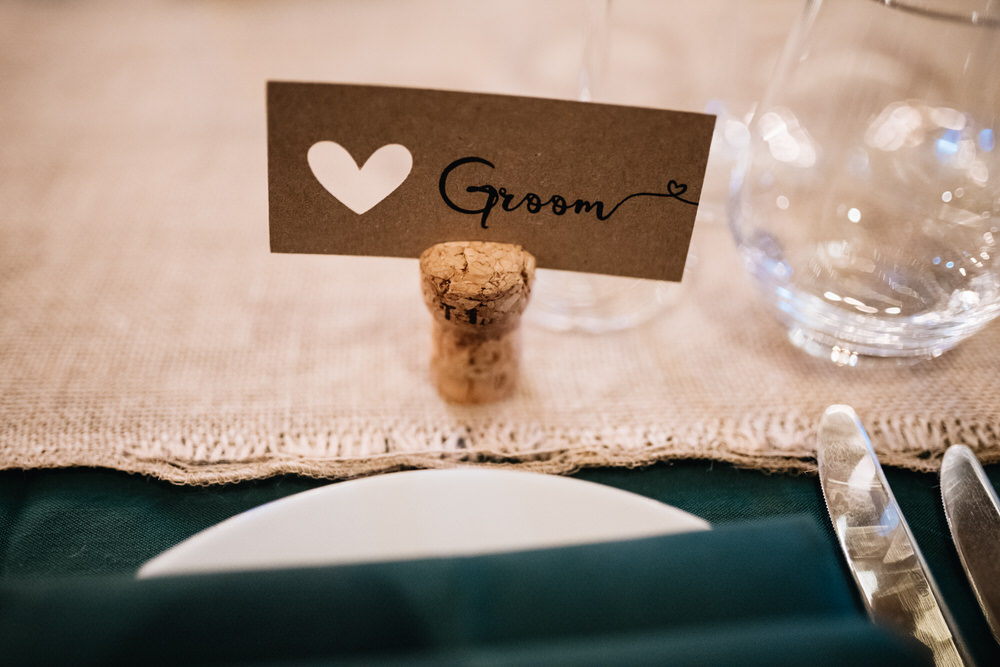 Heart Brown Kraft Name Tag Calligraphy Cork Rhynd Wedding Harper Scott Photo