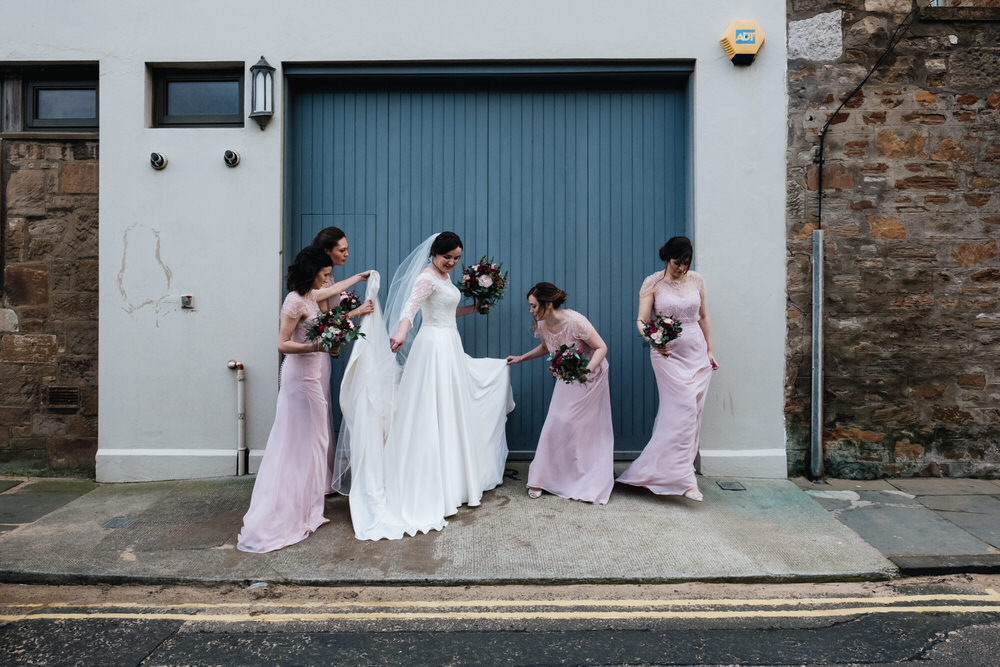 Long Pink Maxi Bridesmaid Dress Dresses Rhynd Wedding Harper Scott Photo