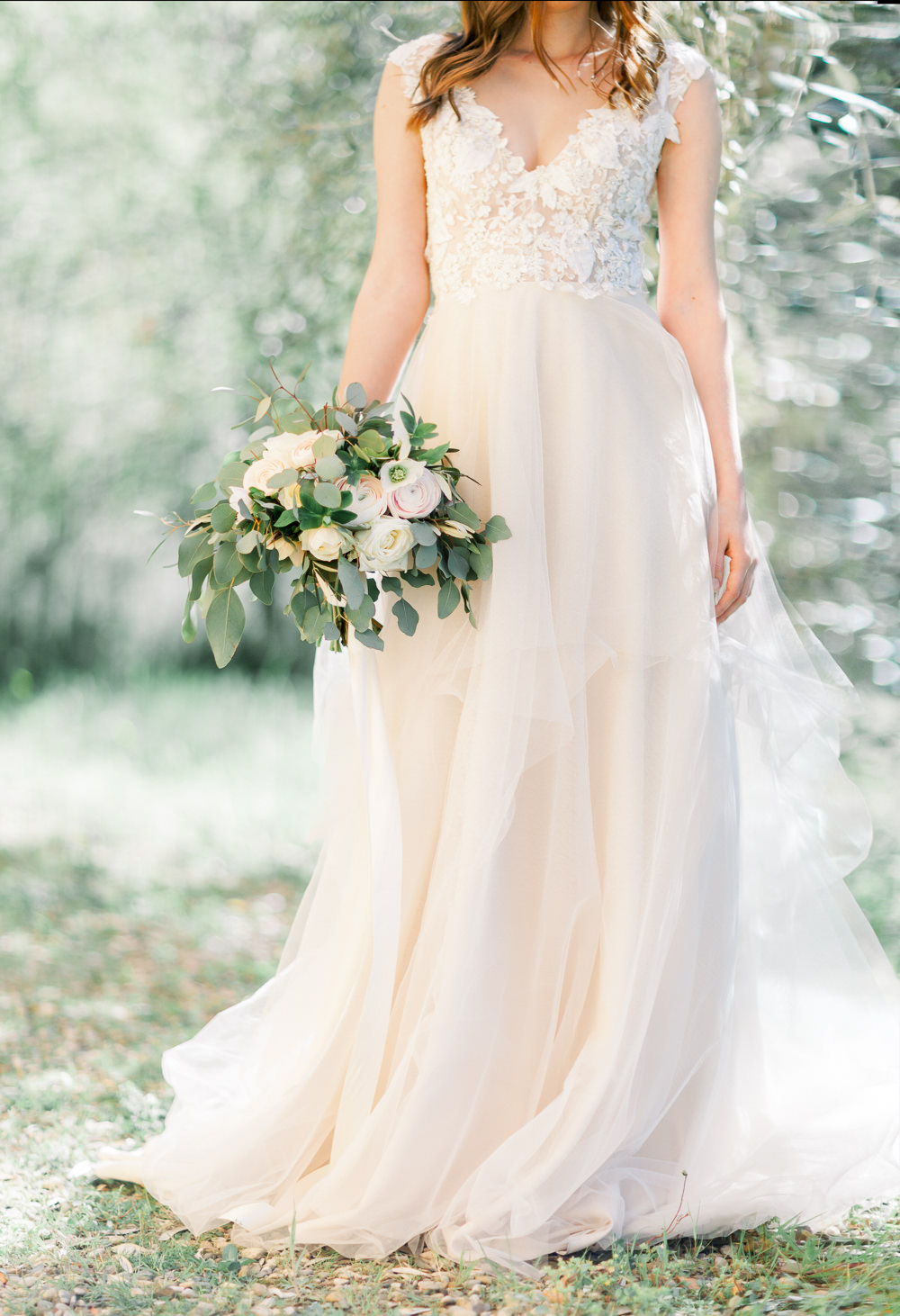 Bride Bridal Dress Gown Tulle Floral Straps Romantic Tuscany Wedding Ideas Sonya Lalla Photography