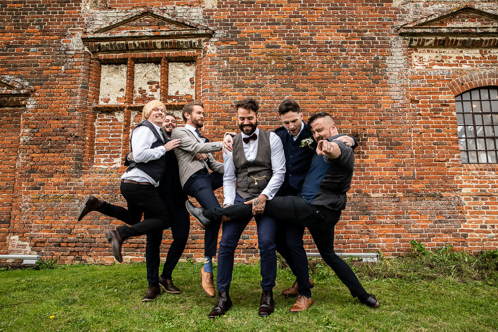 Groom Groomsmen Outfits Suits Waistcoat Bow Tie Navy Rustic Botanical Barn Wedding Lorna Newman Photography