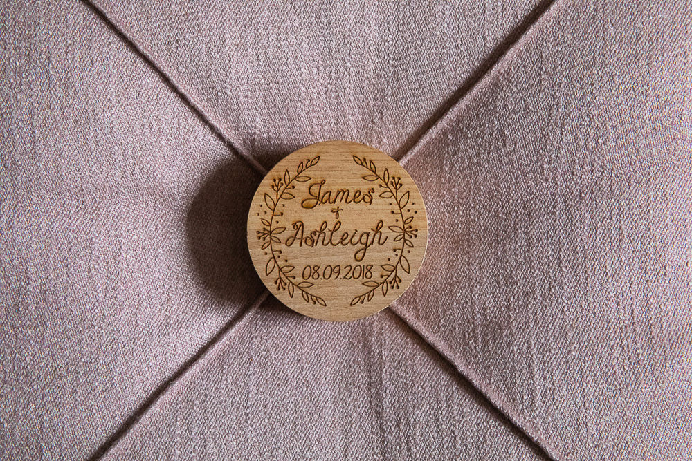 Wooden Ring Box Personalised Rustic Botanical Barn Wedding Lorna Newman Photography