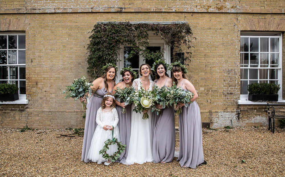 Bridesmaids Dress Dresses Dove Grey Greenery Bouquets Flowercrowns Rustic Botanical Barn Wedding Lorna Newman Photography