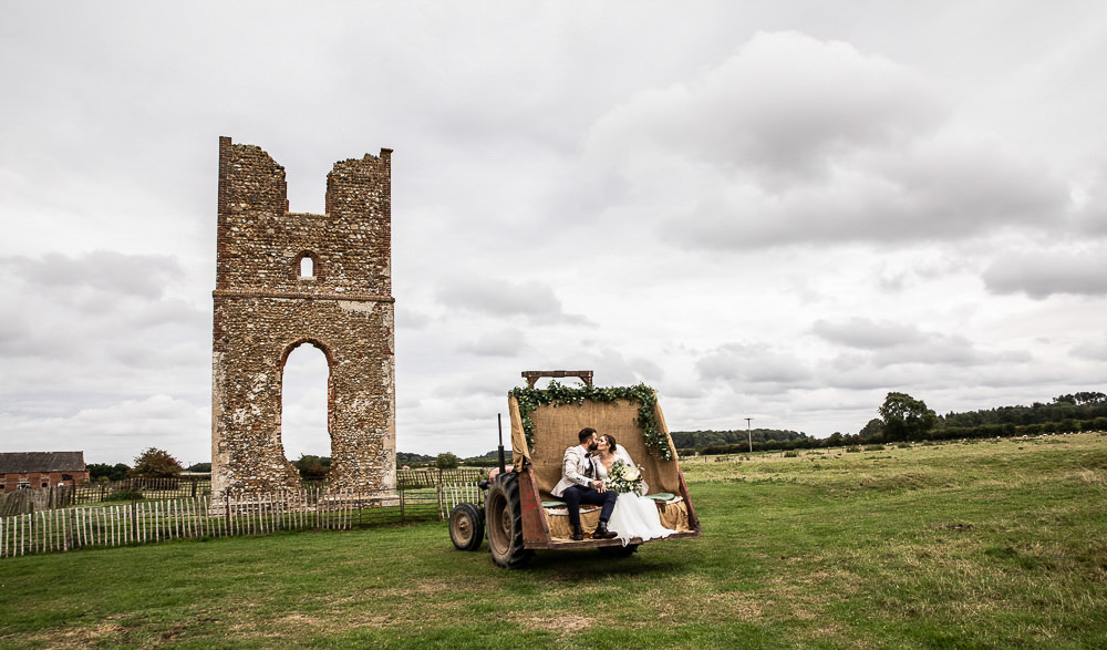 Tractor Trailer Transport Rustic Botanical Barn Wedding Lorna Newman Photography