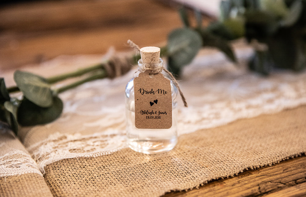 Mini Drink Bottle Favours Rustic Botanical Barn Wedding Lorna Newman Photography