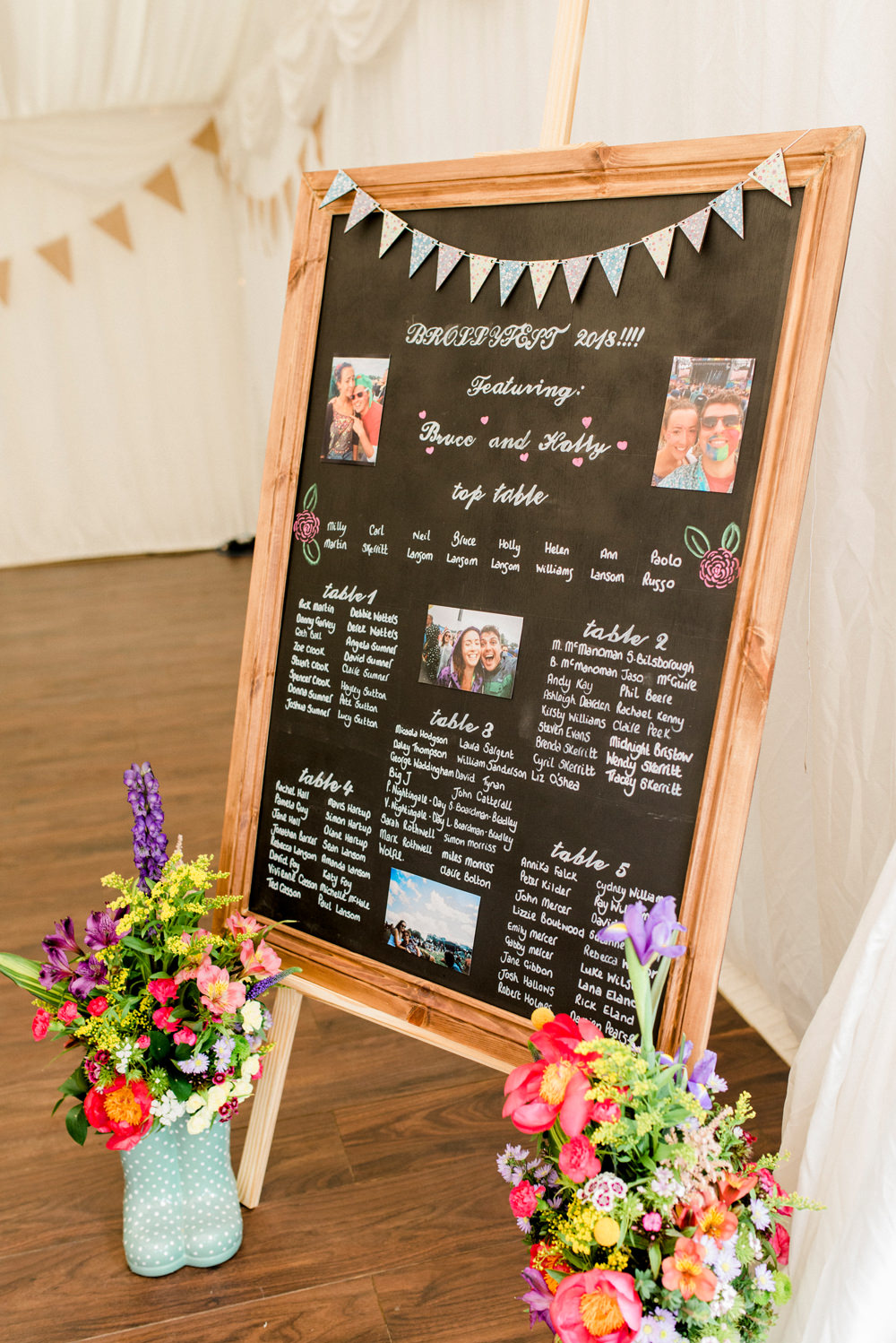 Chalk Board Bunting Table Plan Spring Cottage Rivington Wedding Emma B Photography