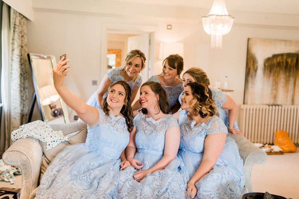 Powder Baby Blue Lace Tea Length Dresses Bridesmaids Spring Cottage Rivington Wedding Emma B Photography