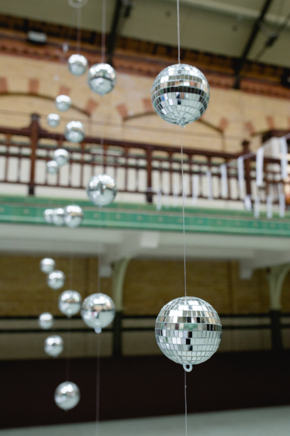 Disco Ball Backdrop Curtain Victoria Baths Wedding Mark Newton Weddings