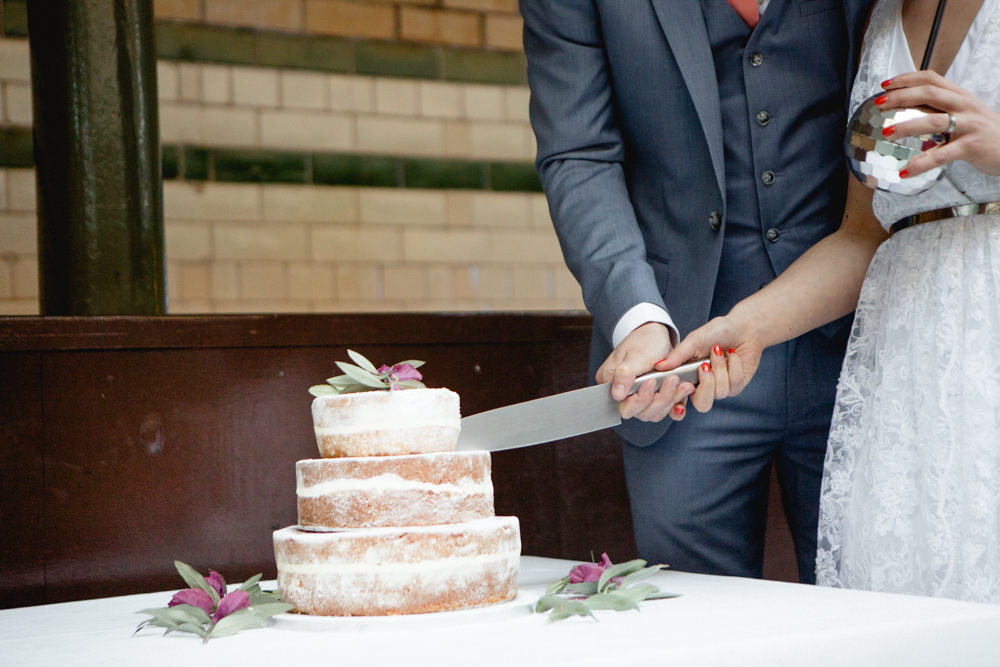 Cake Naked Buttercream Flowers Floral Victoria Baths Wedding Mark Newton Weddings