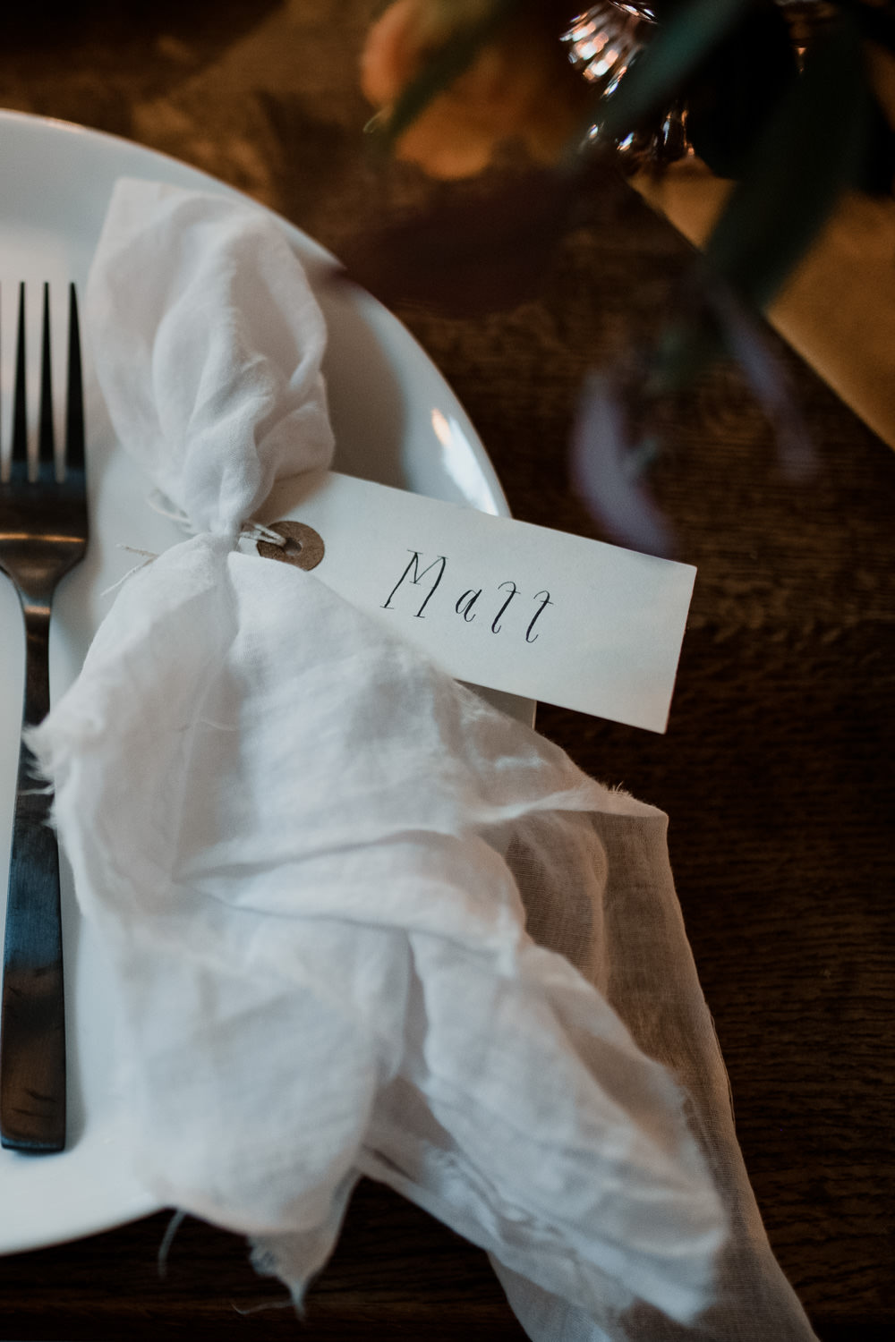 Place Setting Table Plates Napkin Place Card Calligraphy 1970 Retro Mid Century Wedding Ideas Laura Martha Photography