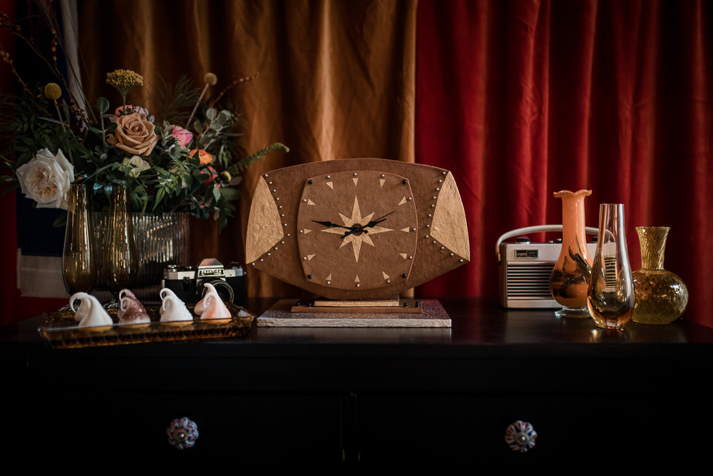 Gingerbread Clock Dessert Table Treats Cakes 1970 Retro Mid Century Wedding Ideas Laura Martha Photography