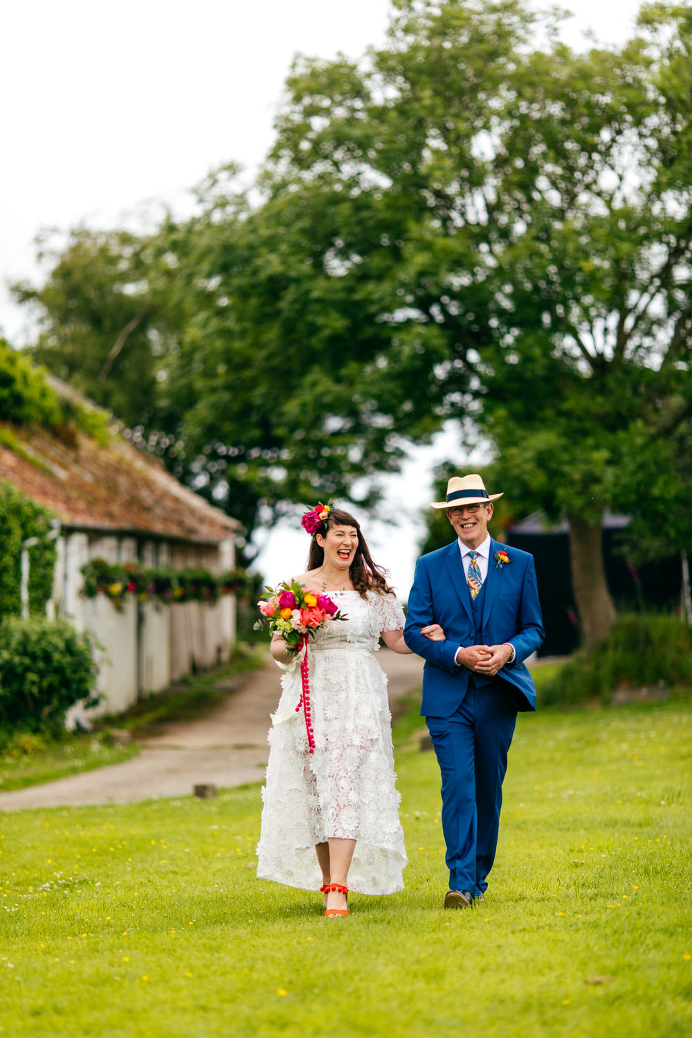 Dress Gown Bride Bridal Lace Floral Dip Hem Ash Barton Estate Wedding Jordanna Marston Photography
