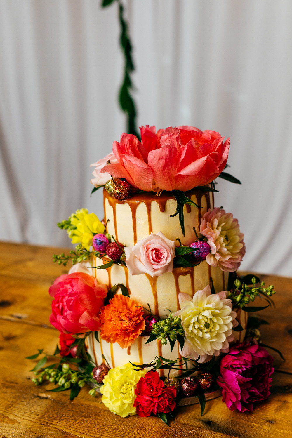 Drip Cake Floral Flowers Ash Barton Estate Wedding Jordanna Marston Photography
