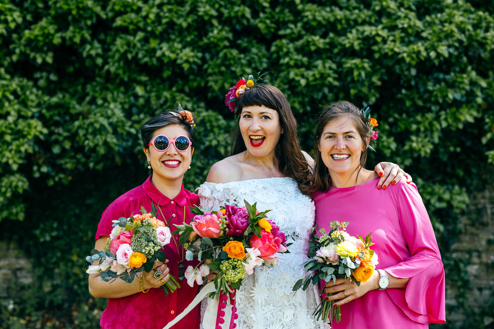 Bridesmaids Outfits Red Orange Trousers Ash Barton Estate Wedding Jordanna Marston Photography